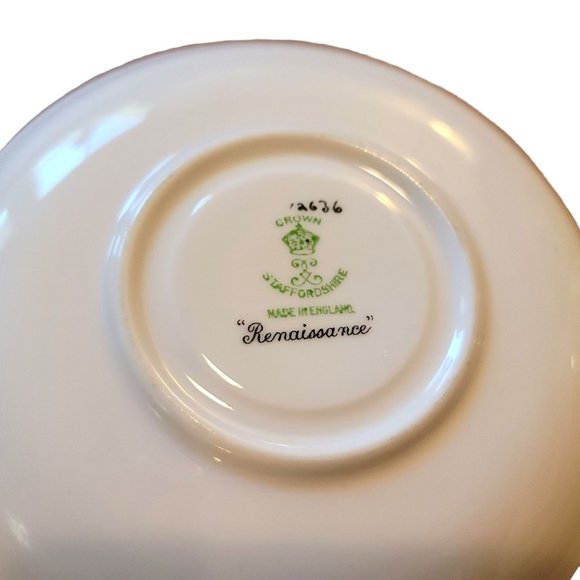 Crown Staffordshire Rennaissance Floral Tea Cup and Saucer England China CT318 - Picture 11 of 12
